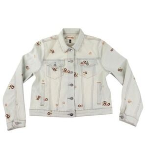 Driftwood Jacket Womens Size Small Crop Floral Embroidered Denim Jean Boho